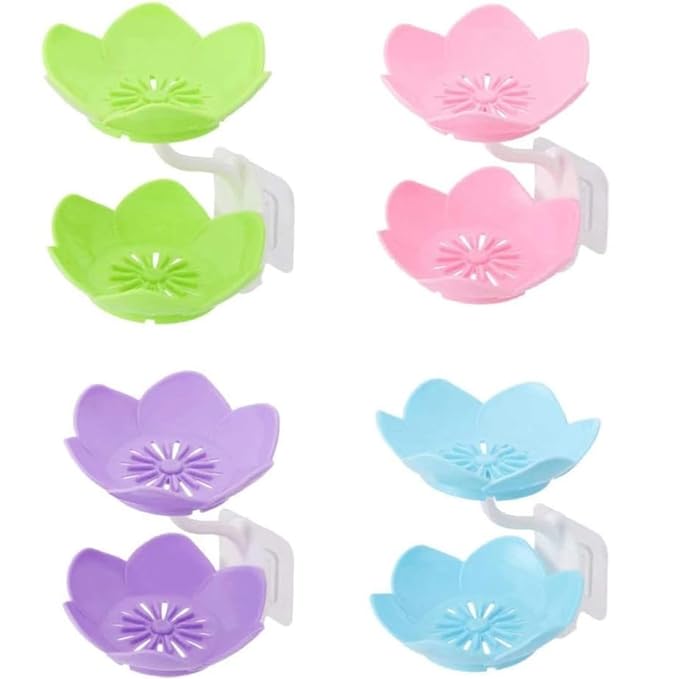 Wall Mounted Double Layer Lotus Flower Shaped Soap Holder