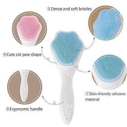 1 PCs Silicone Face Scrubber Exfoliating Brush, Manual Handheld Massager , Facial Cleansing and Blackhead Scrubber, Soft Bristles for Face Skincare ( Random Color )