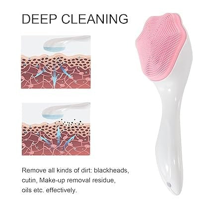 1 PCs Silicone Face Scrubber Exfoliating Brush, Manual Handheld Massager , Facial Cleansing and Blackhead Scrubber, Soft Bristles for Face Skincare ( Random Color )