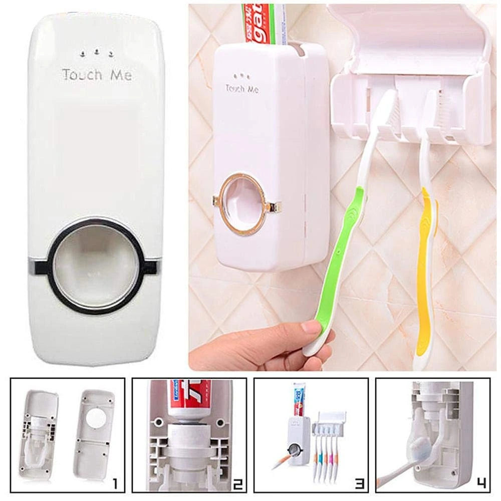 Smart Toothpaste Dispenser with Toothbrush Holder – Wall Mounted Bathroom Organizer