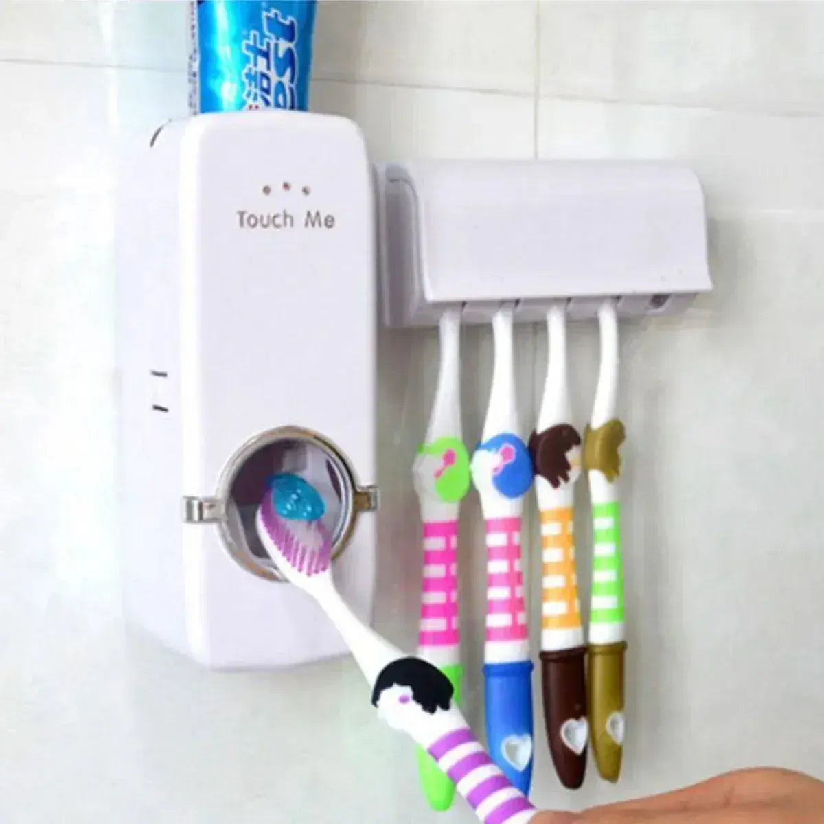 Smart Toothpaste Dispenser with Toothbrush Holder – Wall Mounted Bathroom Organizer