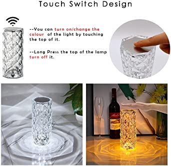16 Colors Crystal Rose Lamp – Touch & Remote Bedside Light