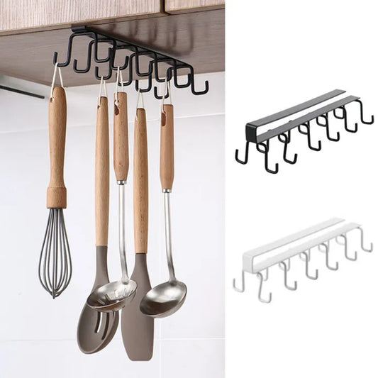 10 hooks Mug Cups Wine Glasses Storage Hooks Kitchen Utensil Ties Belt and Scarf Organizer Hanging Hook Rack Holder Under Cabinet Closet