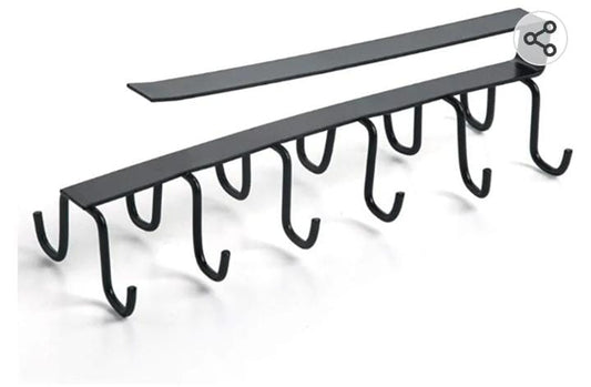 10 hooks Mug Cups Wine Glasses Storage Hooks Kitchen Utensil Ties Belt and Scarf Organizer Hanging Hook Rack Holder Under Cabinet Closet