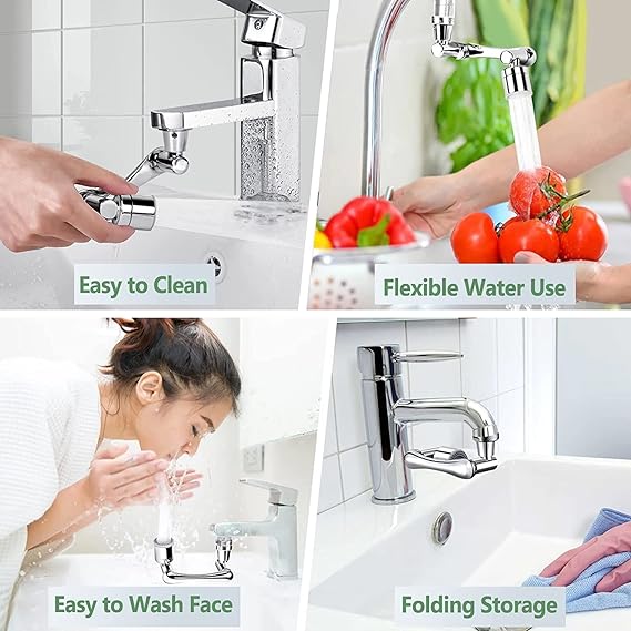 Rotation Faucet Sprayer Head Universal 1080°Rotatable Bathroom Washbasin Tap Splash Filter Water Saving Bubbler Nozzle - 1 pcs