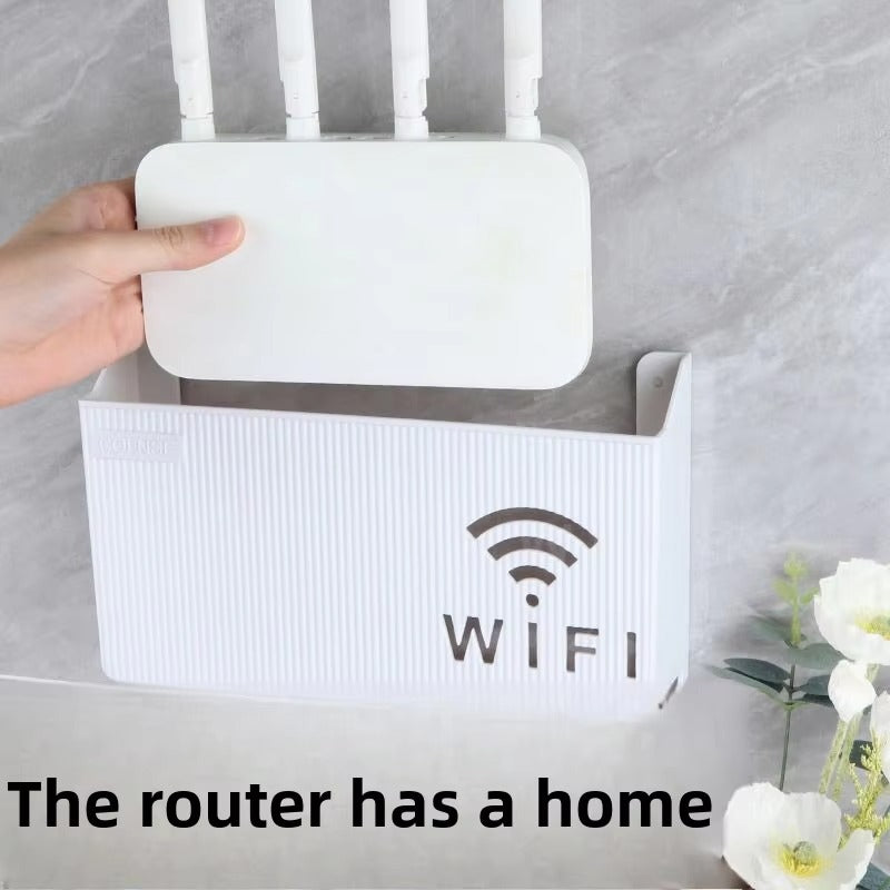 WiFi Router Shelf & Cable Organizer – Wall-Mount ABS Plastic Storage Box for Routers, Power Strips & Cables