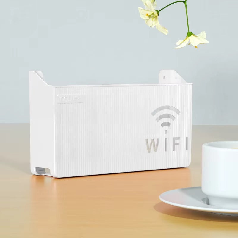WiFi Router Shelf & Cable Organizer – Wall-Mount ABS Plastic Storage Box for Routers, Power Strips & Cables