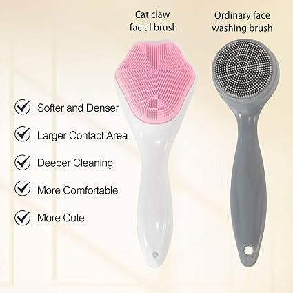 1 PCs Silicone Face Scrubber Exfoliating Brush, Manual Handheld Massager , Facial Cleansing and Blackhead Scrubber, Soft Bristles for Face Skincare ( Random Color )