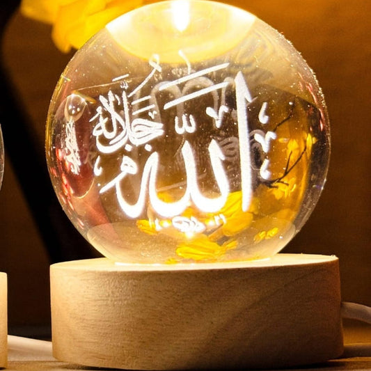Crystal Ball 3D Arabic Night Lamp – Elegant Islamic Table Light For Prayer Rooms, Home Décor, And