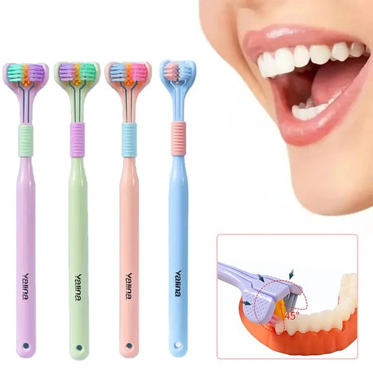 Three Sided Toothbrush Pack of 2 | Multi Angle Soft Bristle Deep Cleaning Toothbrush