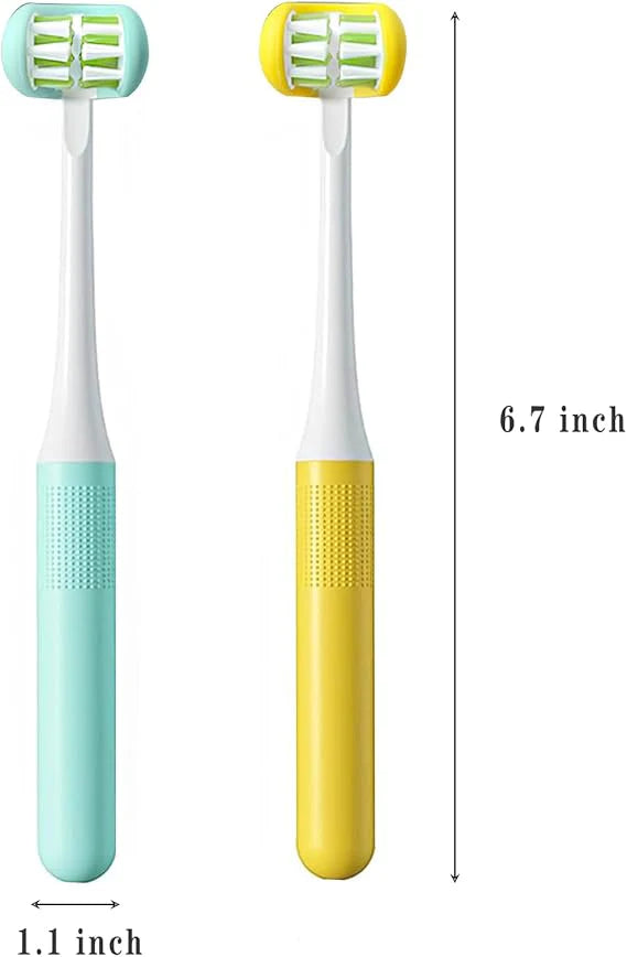 Three Sided Toothbrush Pack of 2 | Multi Angle Soft Bristle Deep Cleaning Toothbrush