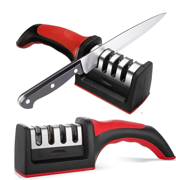 3-in-1 Knife Sharpener With Fruit And Meat Knife Peeler.3-Stage Diamond Coated Knife