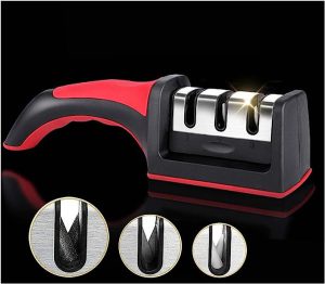 3-in-1 Knife Sharpener With Fruit And Meat Knife Peeler.3-Stage Diamond Coated Knife