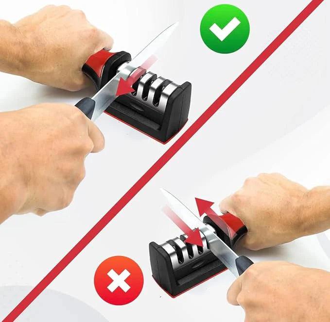 3-in-1 Knife Sharpener With Fruit And Meat Knife Peeler.3-Stage Diamond Coated Knife