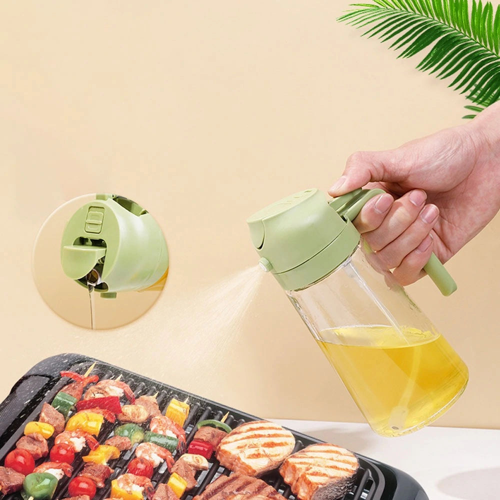 2 In 1 Oil Sprayer Bottle for Cooking 400ML Spraying Oil on BBQ Grill Food