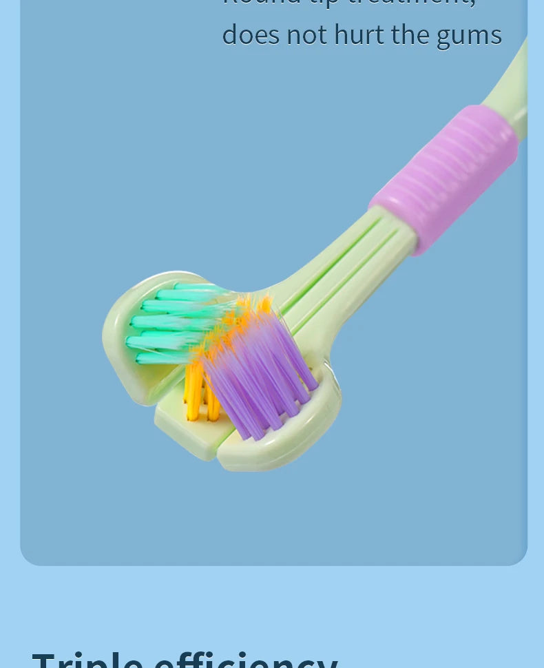 Three Sided Toothbrush Pack of 2 | Multi Angle Soft Bristle Deep Cleaning Toothbrush