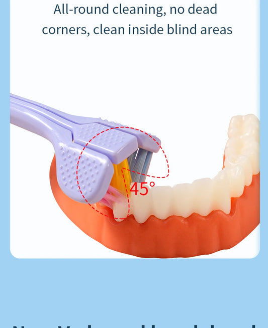 Three Sided Toothbrush Pack of 2 | Multi Angle Soft Bristle Deep Cleaning Toothbrush