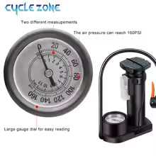 Foot And Hand Air Pump With Air Pressure Gauge