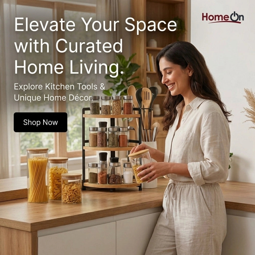 HomeOn.store main website banner showcasing premium kitchen gadgets, home décor items, and happy home living styles.