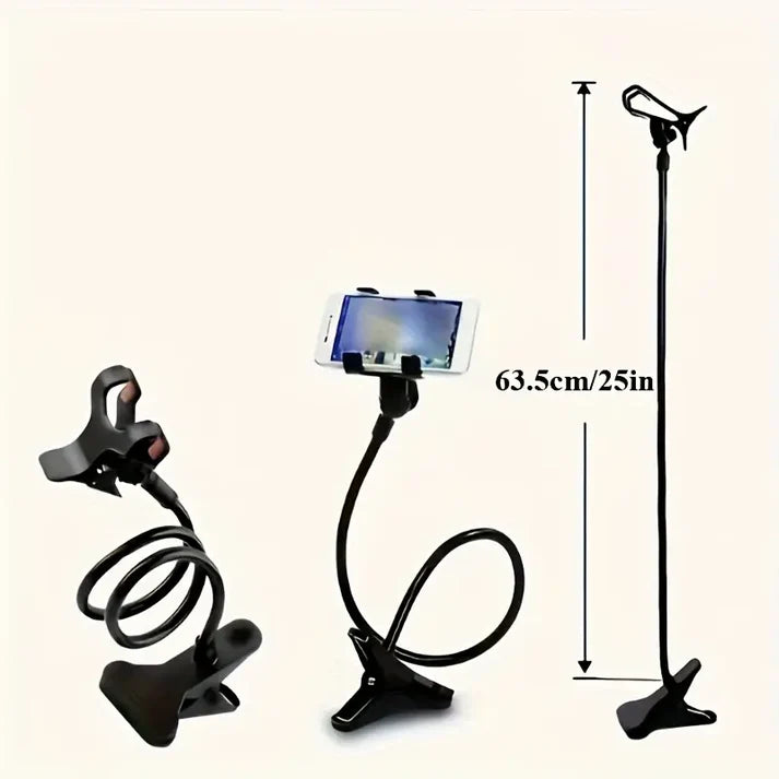 Flexible arm for video recording with smartphone on painting, surrounded by art supplies.