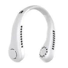 White neckband with speaker grills on a white background