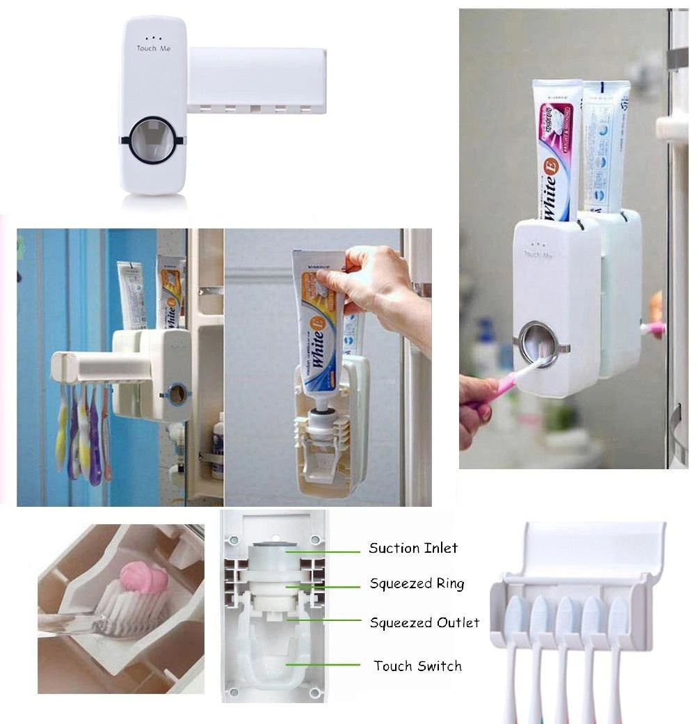 Smart Toothpaste Dispenser with Toothbrush Holder – Wall Mounted Bathroom Organizer